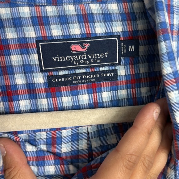 Vineyard Vines Blue Plaid Classic Fit Tucker Shirt Medium Button Down Cotton - Picture 4 of 6